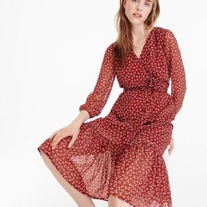 J Crew Red Floral Wrap Dress